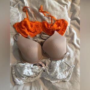 Aerie(orange) and Victorias Secret (white and tan) Bra Intimates